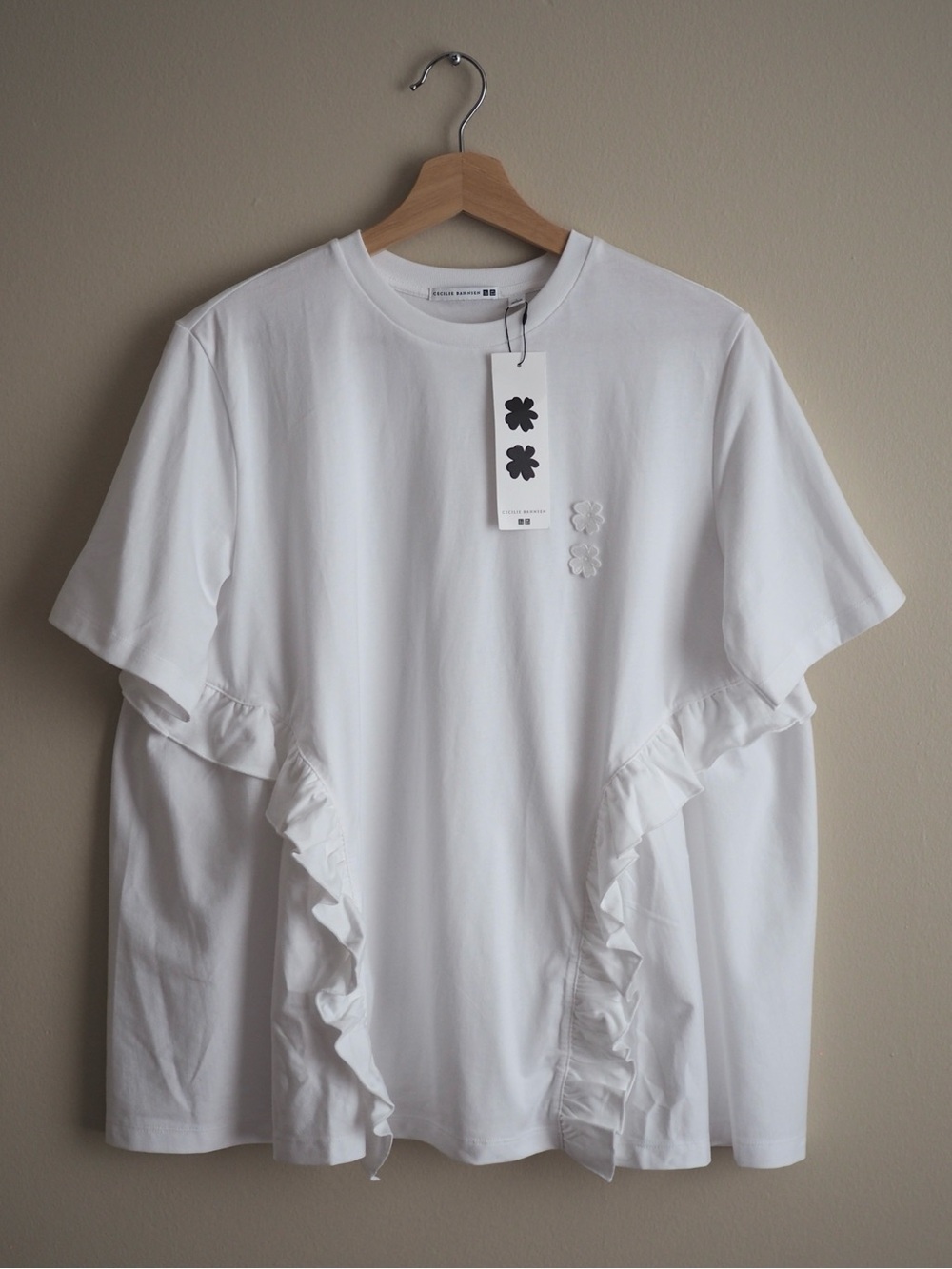 Cecilie Bahnsen frill top cotton Uniqlo T shirt new white